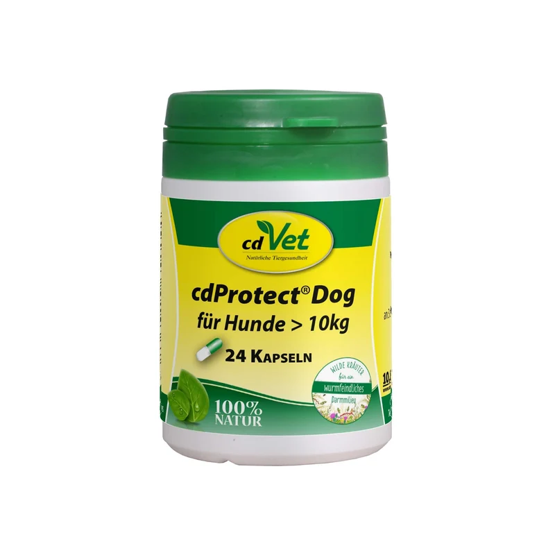 cdVet cdProtect Dog Kapseln – Natürlicher Wurmschutz für ein gesundes Darmmilieu bei Hunden, mit Saponinen & Bitterstoffen, auch für Welpen geeignet