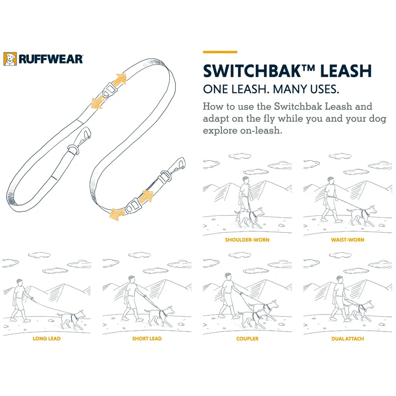 Ruffwear Switchbak Leash Hundeleine – Rutschfester Griff für perfekte Kontrolle bei Nässe, Regen & Schnee | Schulterleine