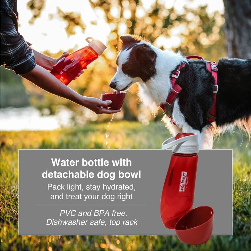 Kurgo Gourd Hundetrinkflasche mit Napf - 2-in-1 Trinkflasche für unterwegs