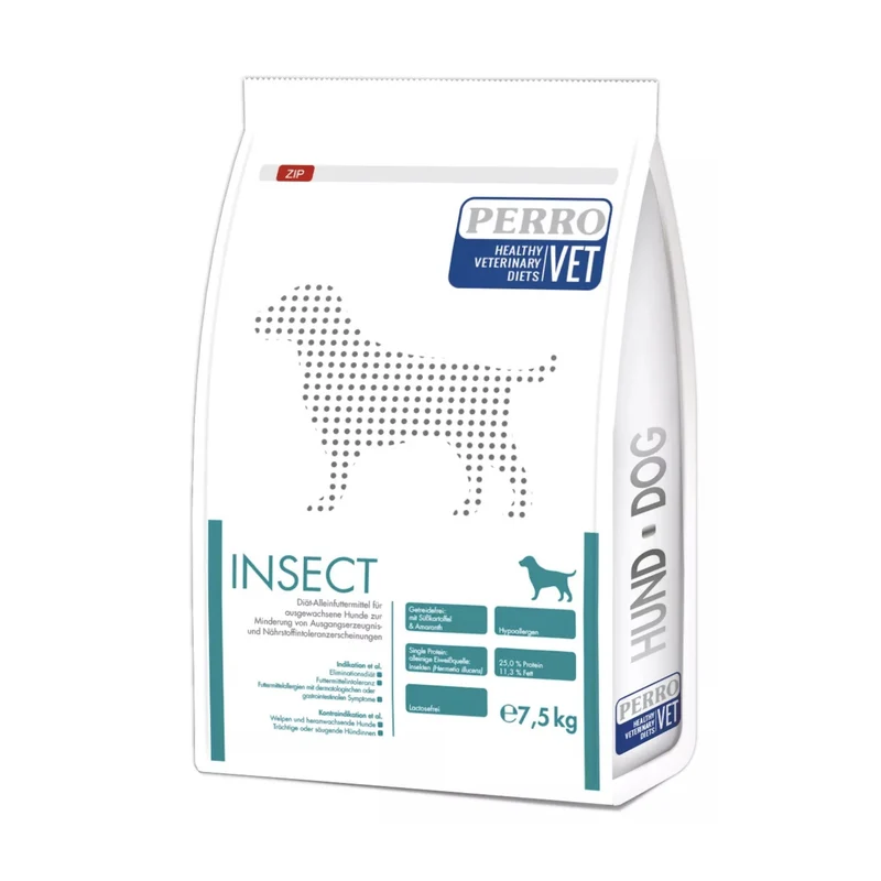 PERROVET Insect Trockenfutter für Hunde mit Allergien & Futtermittelunverträglichkeiten – Hypoallergenes Hundefutter mit Insektenprotein für sensible Verdauung