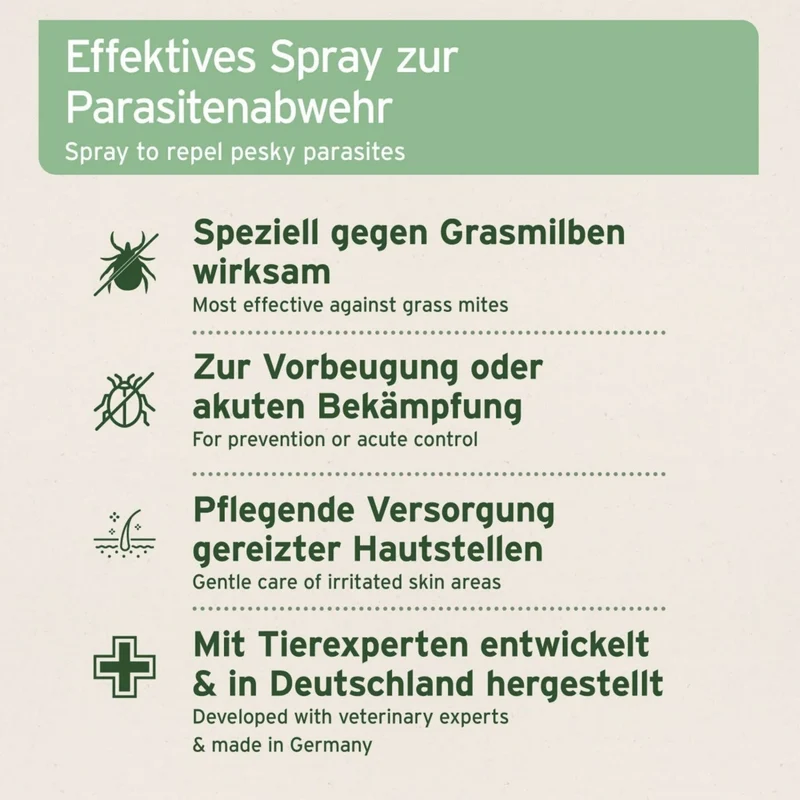 AniForte Grasmilben-EX Spray für Hunde – Natürlicher Schutz gegen Juckreiz, Hautreizungen & Grasmilbenbefall mit ätherischen Ölen