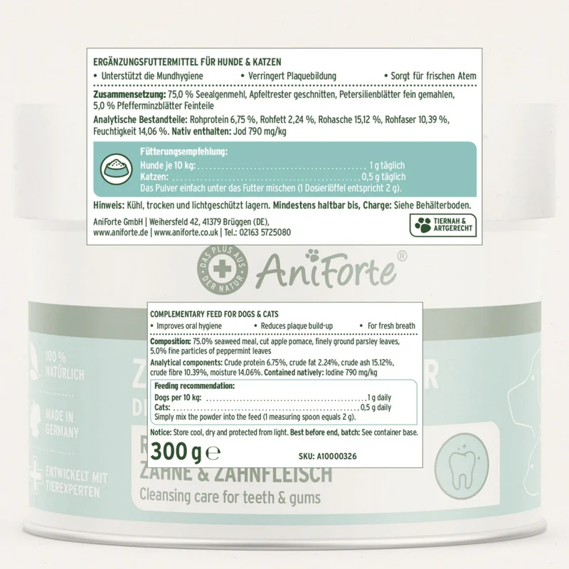 AniForte Denta Clean & Care Zahnpflege Pulver für Hunde – Natürliche Zahnreinigung gegen Plaque, Zahnstein & Mundgeruch