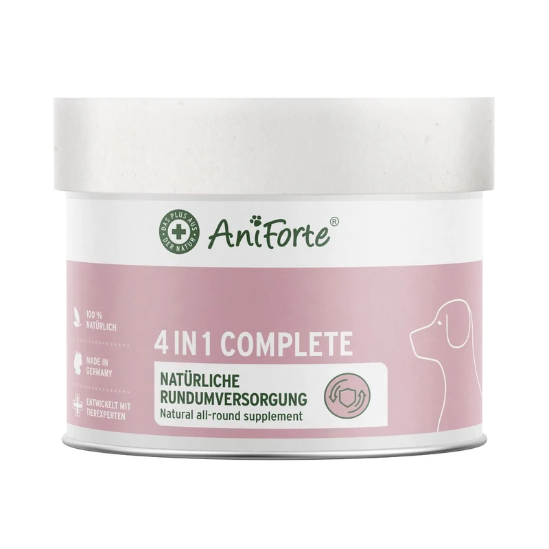AniForte 4in1 Complete Dog – Natürliche Rundum-Versorgung mit Bierhefe, Hagebutte, Seealge & Traubenkernmehl für Vitalität, Immunsystem & glänzendes Fell