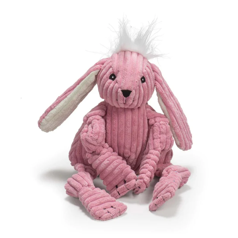 HuggleHounds Bitsy Bunny Knottie – Strapazierfähiges Plüsch-Hundespielzeug mit geknoteten Gliedmaßen für intensive Kausessions und aktives Spielen