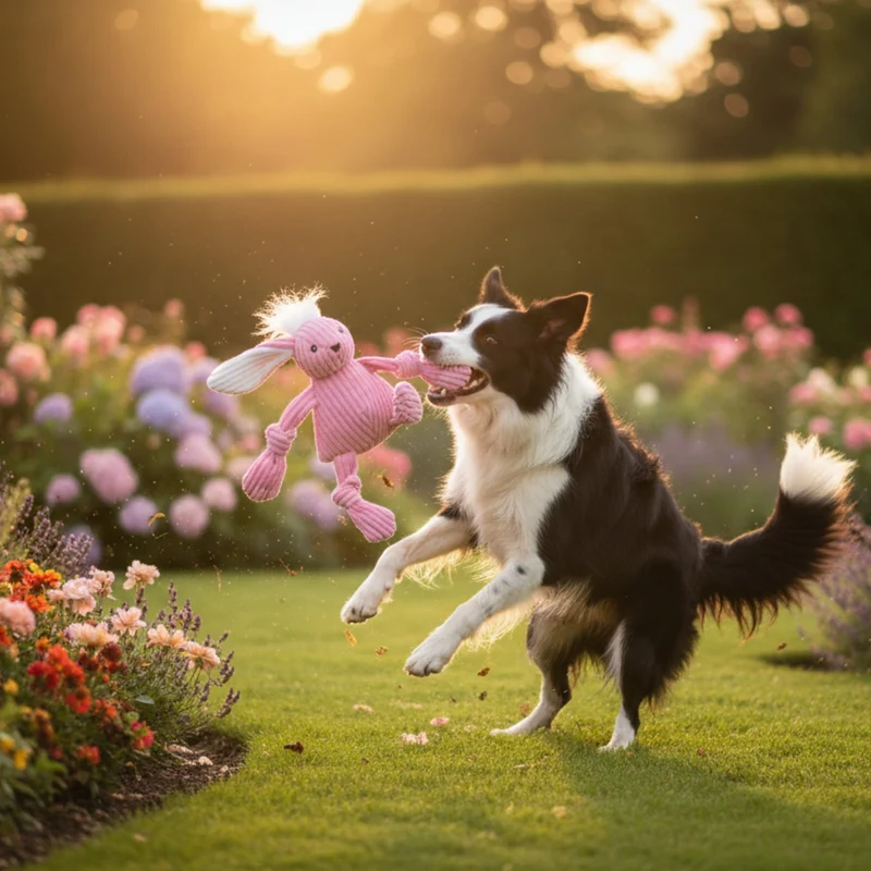 HuggleHounds Bitsy Bunny Knottie – Strapazierfähiges Plüsch-Hundespielzeug mit geknoteten Gliedmaßen für intensive Kausessions und aktives Spielen