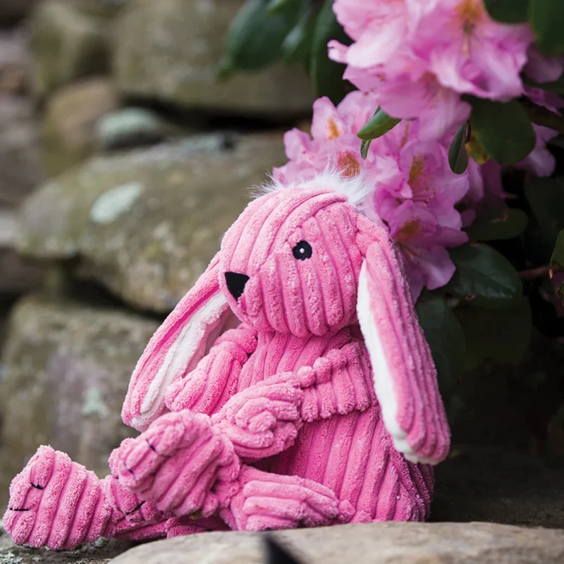 HuggleHounds Bitsy Bunny Knottie – Strapazierfähiges Plüsch-Hundespielzeug mit geknoteten Gliedmaßen für intensive Kausessions und aktives Spielen