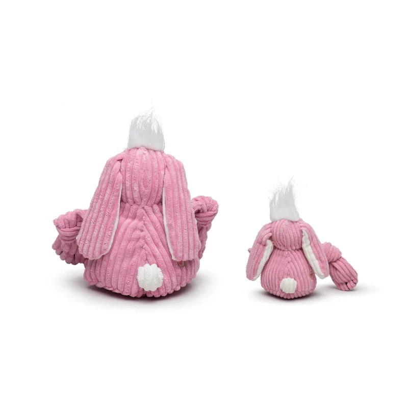 HuggleHounds Bitsy Bunny Knottie – Strapazierfähiges Plüsch-Hundespielzeug mit geknoteten Gliedmaßen für intensive Kausessions und aktives Spielen