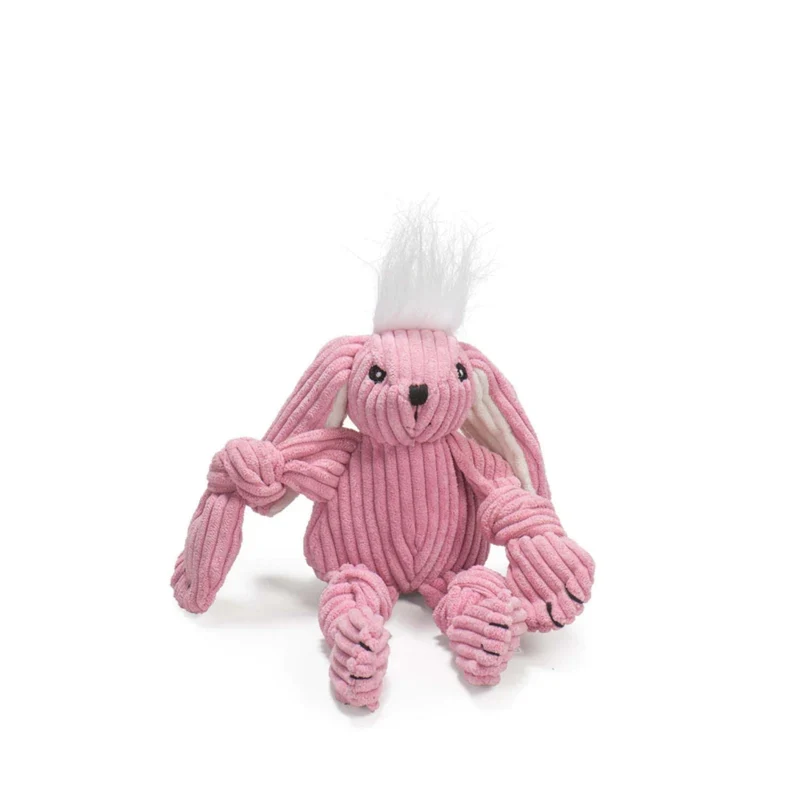HuggleHounds Bitsy Bunny Knottie – Strapazierfähiges Plüsch-Hundespielzeug mit geknoteten Gliedmaßen für intensive Kausessions und aktives Spielen