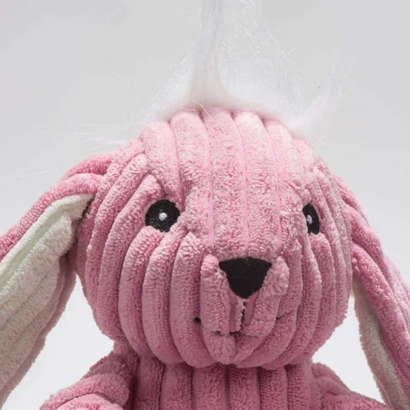 HuggleHounds Bitsy Bunny Knottie – Strapazierfähiges Plüsch-Hundespielzeug mit geknoteten Gliedmaßen für intensive Kausessions und aktives Spielen