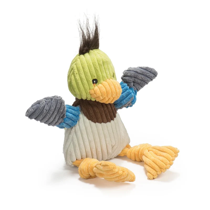 HuggleHounds Dilly Duck Knottie – Robustes Enten-Hundespielzeug mit Quietscher für aktive Apportierspiele & gemütliche Kuschelstunden