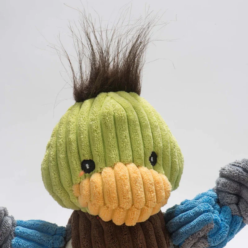 HuggleHounds Dilly Duck Knottie – Robustes Enten-Hundespielzeug mit Quietscher für aktive Apportierspiele & gemütliche Kuschelstunden