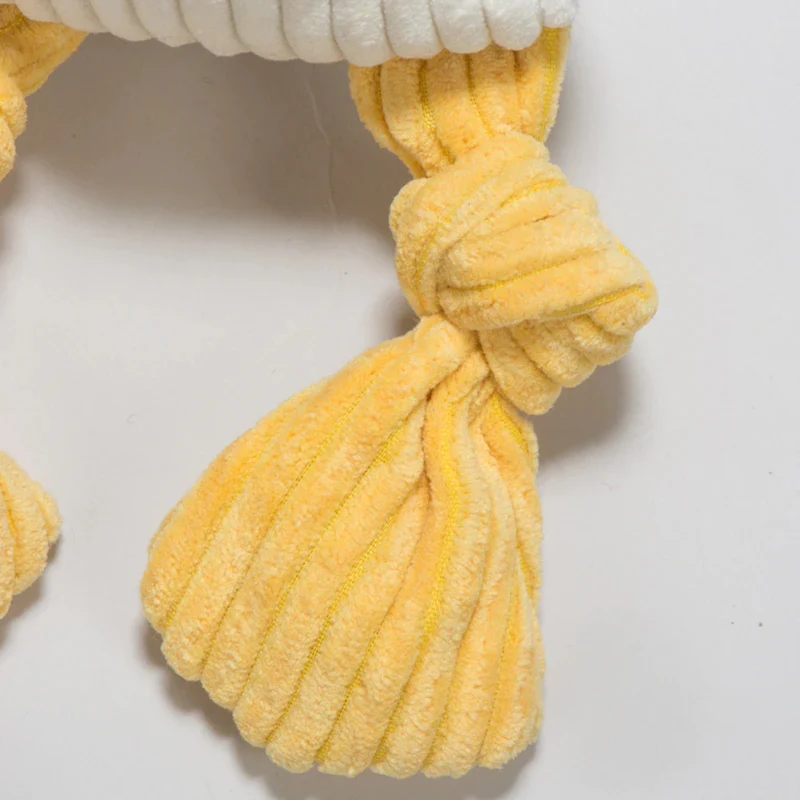 HuggleHounds Dilly Duck Knottie – Robustes Enten-Hundespielzeug mit Quietscher für aktive Apportierspiele & gemütliche Kuschelstunden