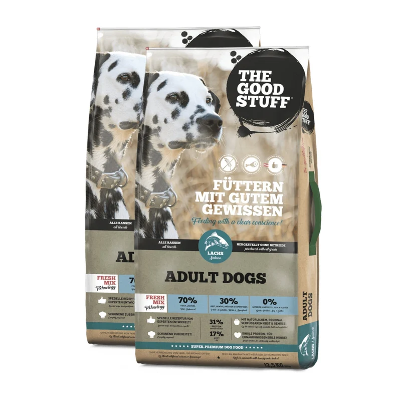 The Goodstuff Adult Dogs Lachs Trockenfutter – Getreidefreie Premium-Vollnahrung mit Omega-3 für glänzendes Fell, starke Abwehrkräfte und natürliche Vitalität