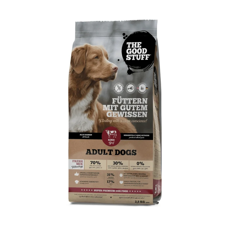 The Goodstuff Adult Dogs Rind Premium Trockenfutter für erwachsene Hunde – Getreidefrei, Natürlich & Leicht Verdaulich für Gesunde Vitalität