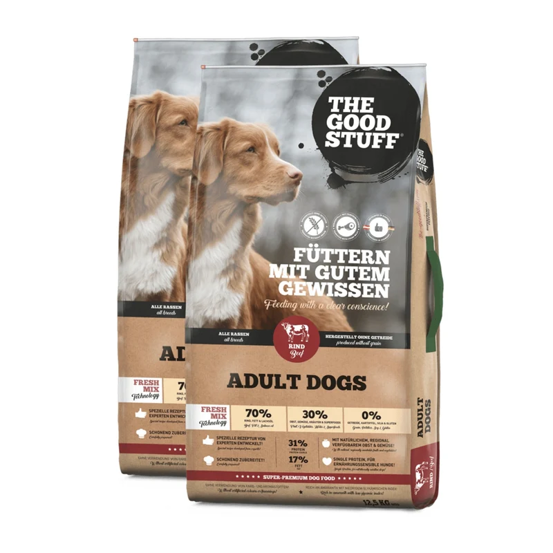 The Goodstuff Adult Dogs Rind Premium Trockenfutter für erwachsene Hunde – Getreidefrei, Natürlich & Leicht Verdaulich für Gesunde Vitalität