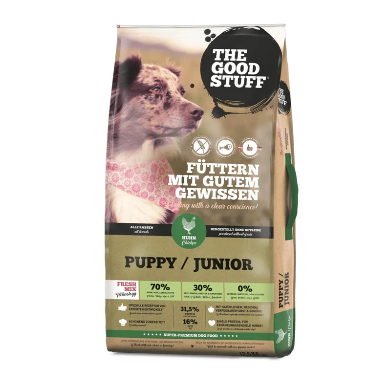 The Goodstuff Puppy/Junior Trockenfutter mit Huhn – Getreidefreies Welpenfutter für optimales Wachstum, gesunde Verdauung und starke Knochen