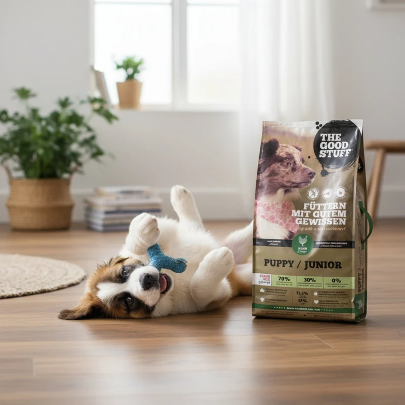 The Goodstuff Puppy/Junior Trockenfutter mit Huhn – Getreidefreies Welpenfutter für optimales Wachstum, gesunde Verdauung und starke Knochen