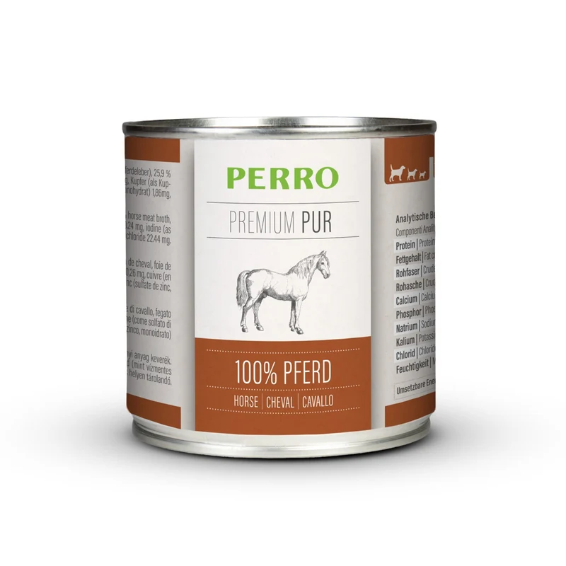 Perro Premium Pur Pferd – Monoprotein Nassfutter für sensible & allergische Hunde | Getreidefrei, Singleprotein, Ausschlussdiät