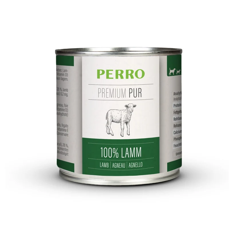 Perro Premium Pur Lamm - 100% Reines Lamm Nassfutter für Allergiker & Sensible Hunde - Monoprotein Hundefutter ohne Getreide