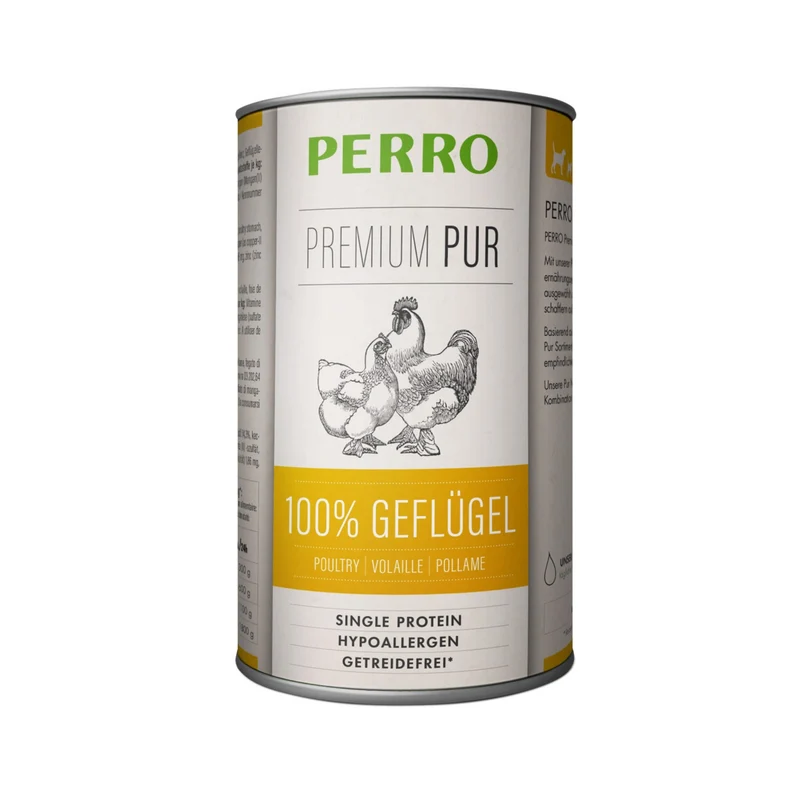Perro Premium Pur Geflügel Nassfutter – 100% Reines Geflügel für Allergiker & Sensible Hunde