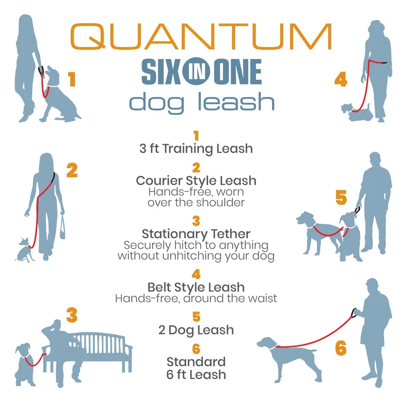Kurgo Quantum Leash 6-in-1 Hundeleine – Vielseitige Premium-Leine für Training, Jogging & Freihandspaziergänge mit Hund