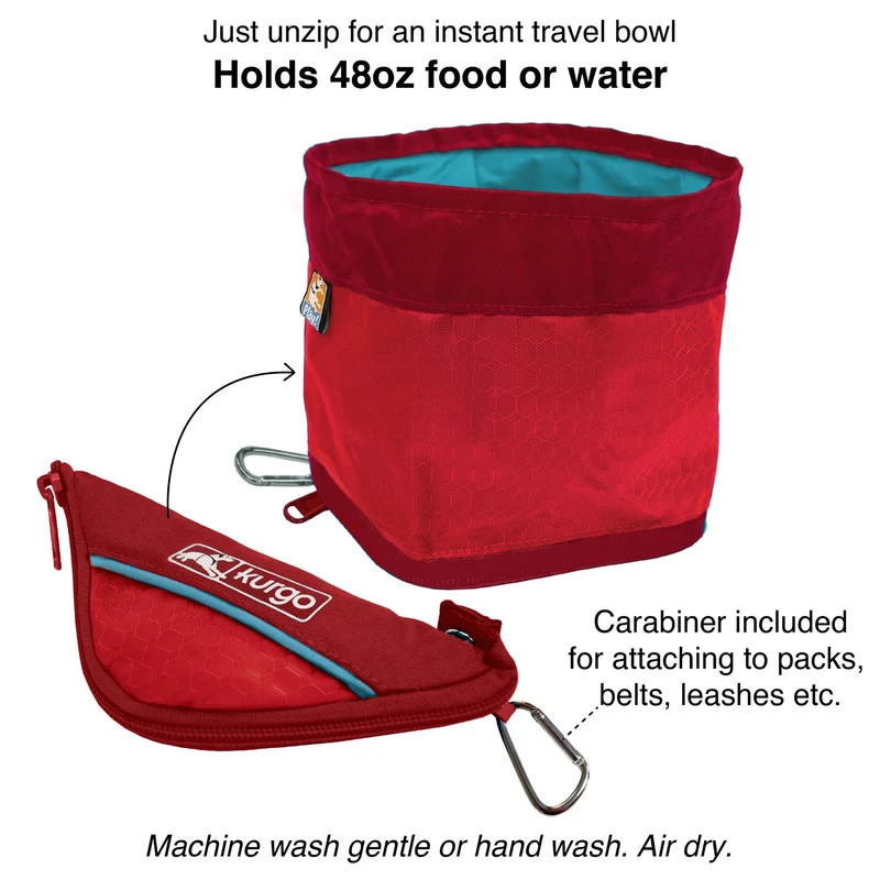 Kurgo Zippy Bowl – Faltbarer Hundenapf für unterwegs | Kompakt, Leicht & Auslaufsicher | Perfekt für Reisen, Wandern & Outdoor-Abenteuer