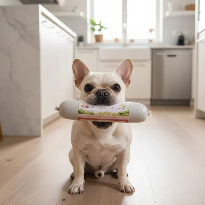 Perro Delikatessrolle Menü Rind mit Reis & Zucchini – Premium Hundewurst für sensible & wählerische Hunde | Monoprotein, Glutenfrei & Hochverdaulich