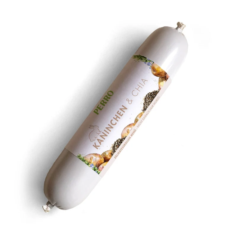 Perro Delikatessrolle Kaninchen & Chia – Getreidefreie Hundewurst für sensible Hunde