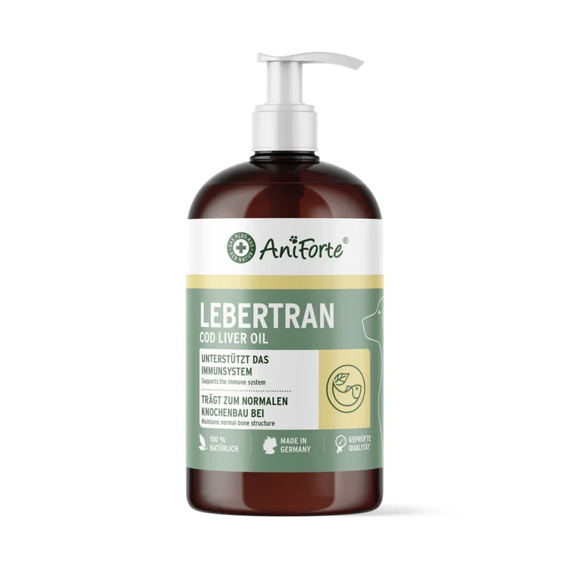 AniForte Lebertran für Hunde – Premium Omega-3 & Vitamin D Öl für starke Knochen, glänzendes Fell und natürliche Immunabwehr