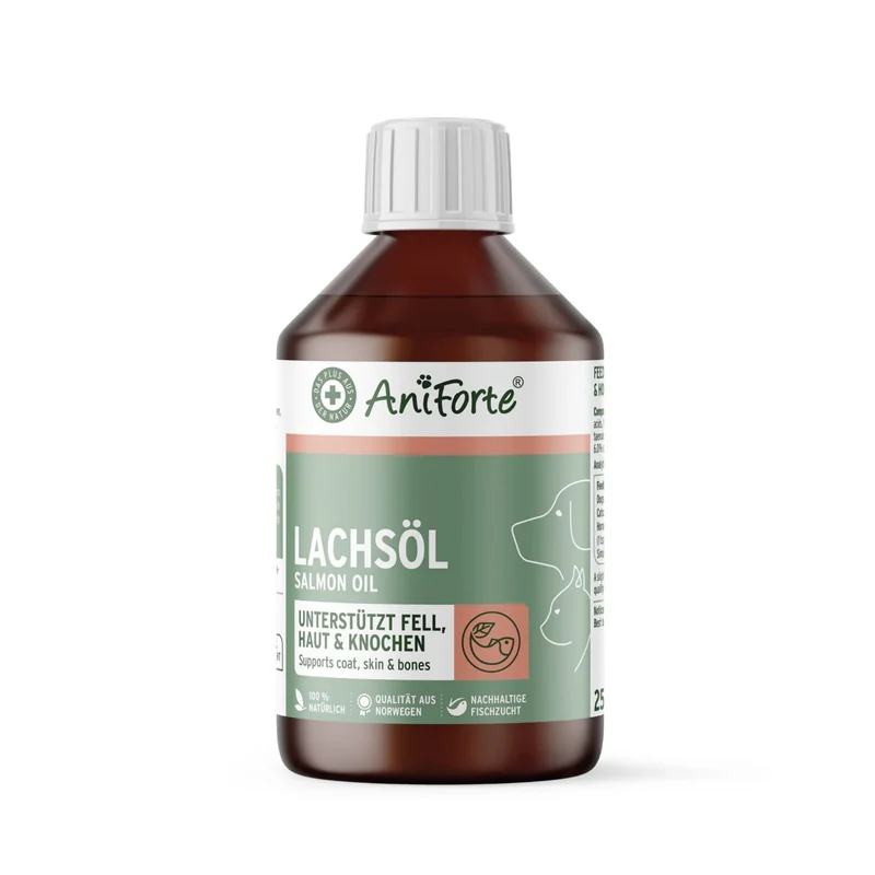 AniForte Lachsöl für Hunde – 100% Reines Norwegisches Lachsöl mit Omega-3 für Glänzendes Fell, Gesunde Haut & Starke Gelenke