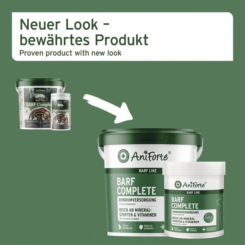AniForte BARF Complete für Hunde – Natürliche Vitalstoffe für artgerechte Rohfütterung, Mineralien & Spurenelemente zur optimalen Nährstoffversorgung