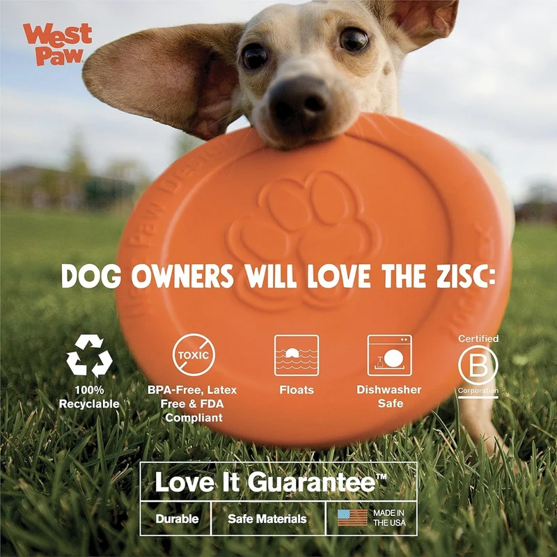 West Paw Zogoflex Zisc – Robustes Frisbee für aktive Hunde, schwimmfähig & flexibel