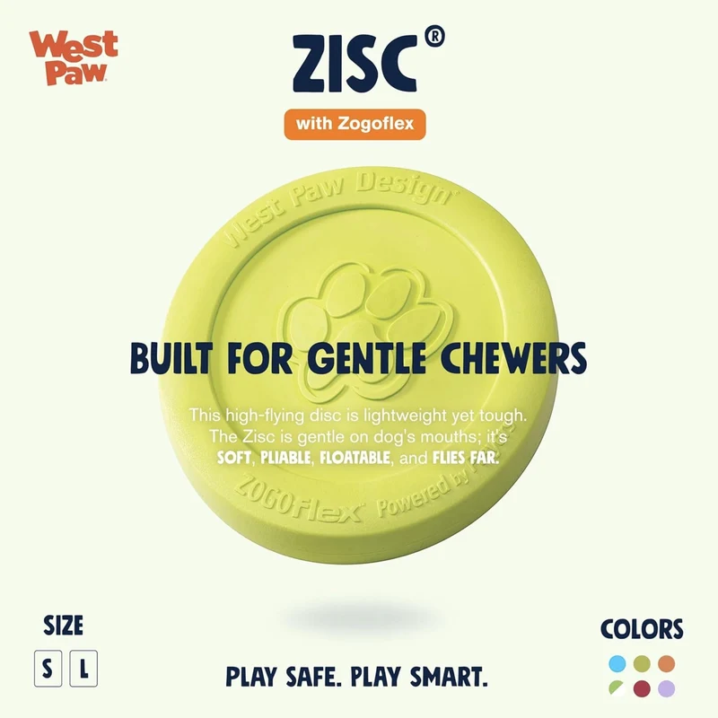 West Paw Zogoflex Zisc – Robustes Frisbee für aktive Hunde, schwimmfähig & flexibel