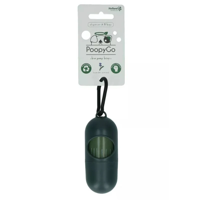PoopyGo Hundekotbeutelspender – Praktischer Clip für Leine & Tasche, geruchsdicht, inkl. 1 Rolle