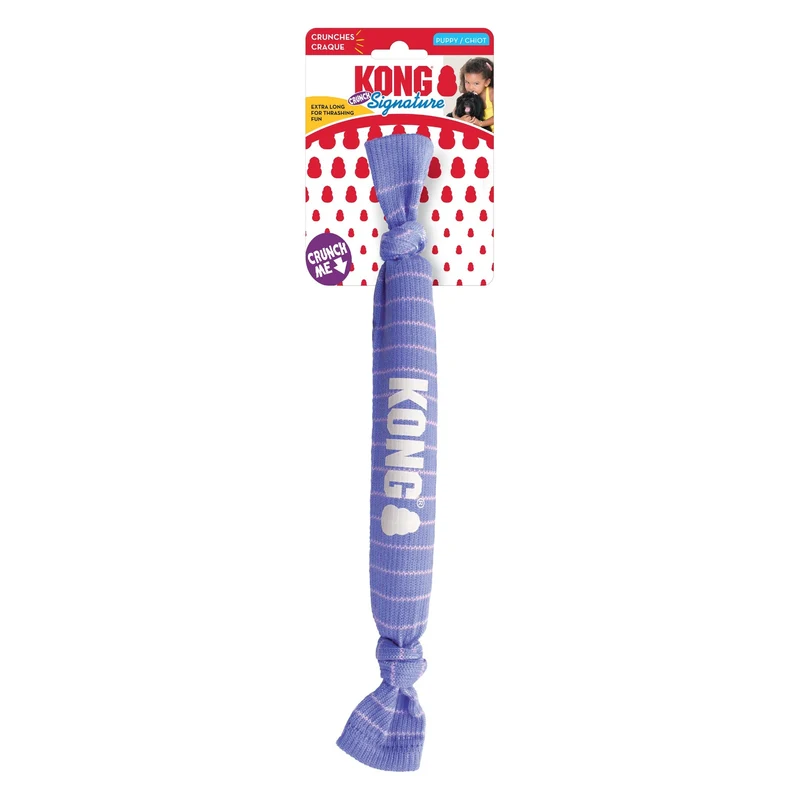KONG Crunch Rope Single Puppy – Knisterndes Welpenspielzeug mit robustem Seil für Apportieren, sanftes Kauen & Zahnungshilfe bei jungen Hunden