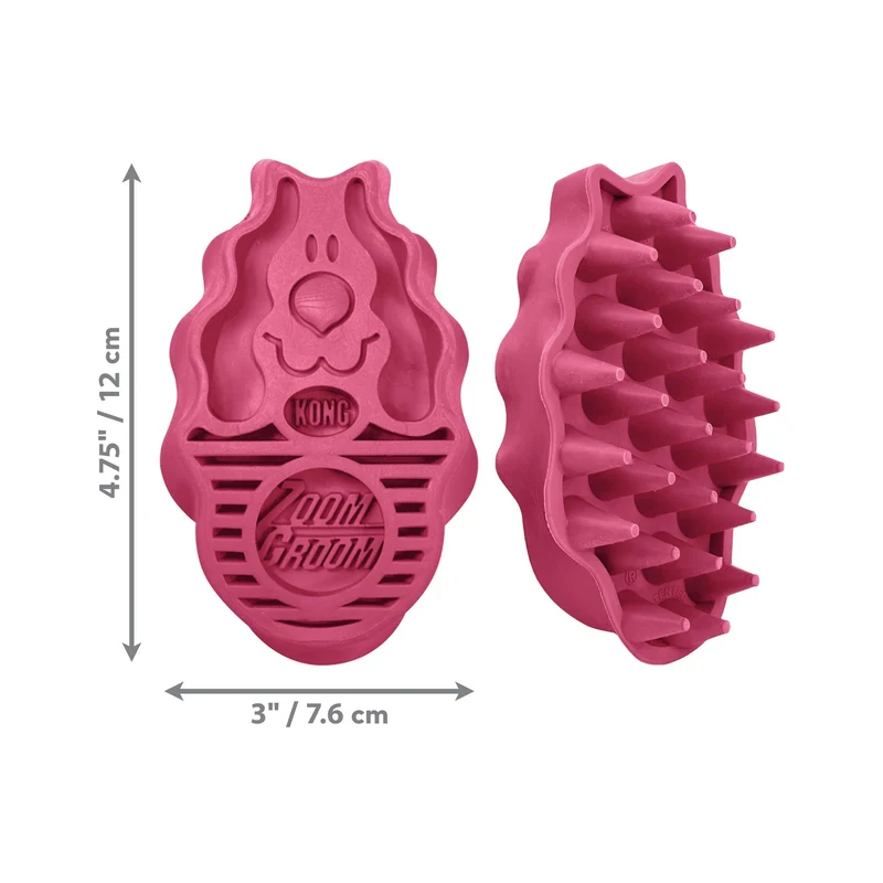 KONG ZoomGroom Hundebürste – Sanfte Massage & effektive Fellpflege für lose Haare beim Baden & Bürsten