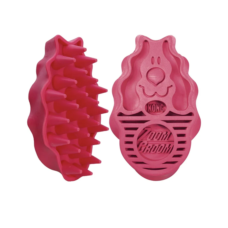 KONG ZoomGroom Hundebürste – Sanfte Massage & effektive Fellpflege für lose Haare beim Baden & Bürsten
