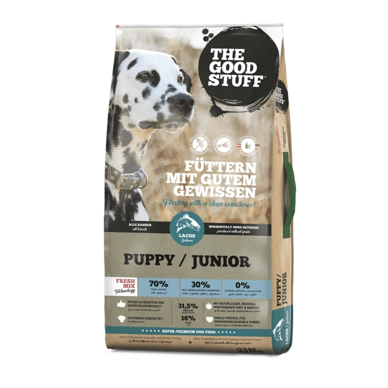 The Goodstuff Puppy/Junior Trockenfutter mit Lachs – Getreidefreie Welpennahrung für gesundes Wachstum, starke Knochen und optimale Verdauung