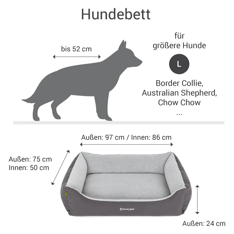 Doctor Bark Ergonomisches Hundebett – Höchster Komfort für gesunden Schlaf, Gelenkschonung & hochwertige Premium-Materialien
