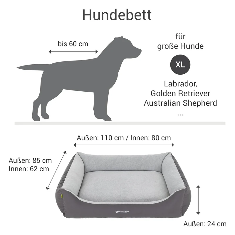 Doctor Bark Ergonomisches Hundebett – Höchster Komfort für gesunden Schlaf, Gelenkschonung & hochwertige Premium-Materialien