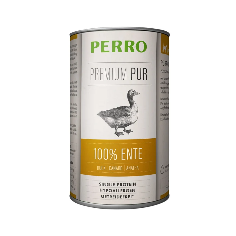 Perro Premium Pur Ente – 100% Reines Enten-Nassfutter für Allergiker & Sensible Hunde