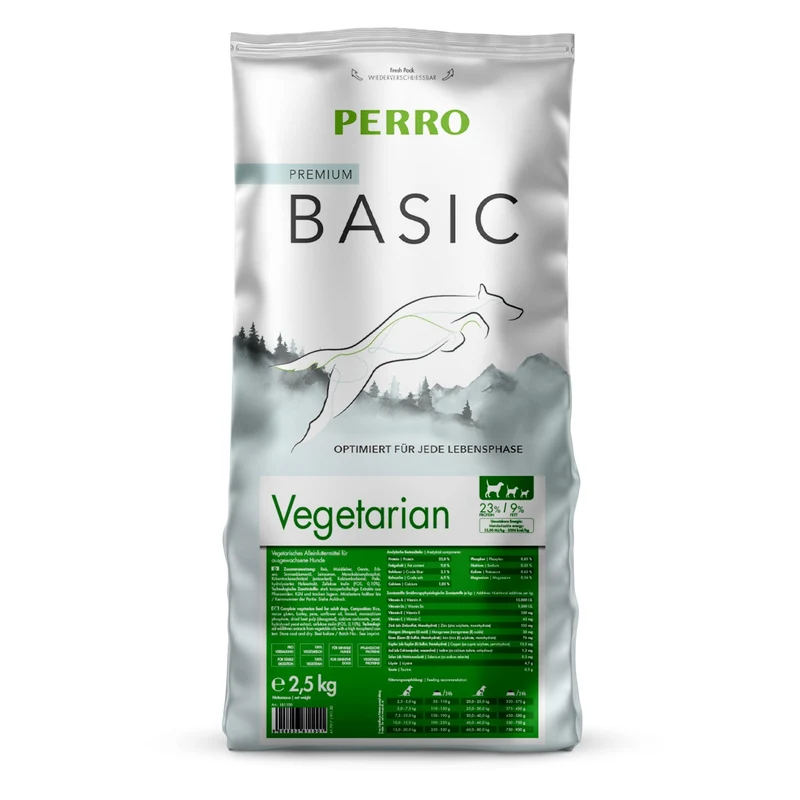 Perro Basic Vegetarian – Vegetarisches Hunde Trockenfutter bei Unverträglichkeiten & Allergien gegen tierisches Protein