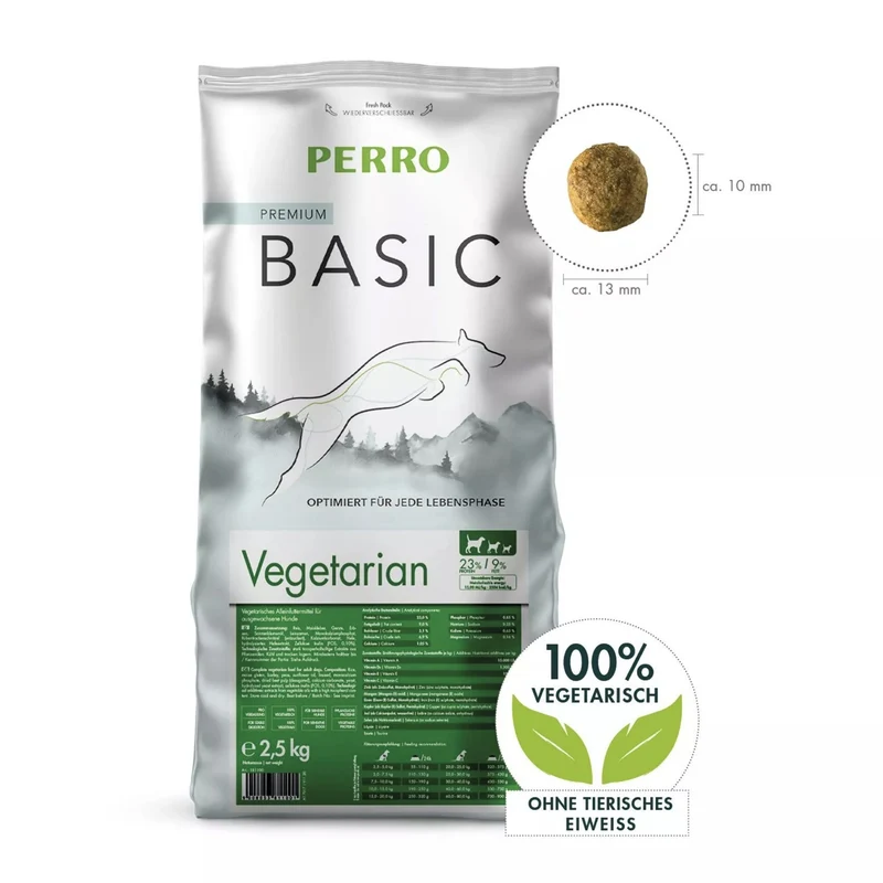 Perro Basic Vegetarian – Vegetarisches Hunde Trockenfutter bei Unverträglichkeiten & Allergien gegen tierisches Protein