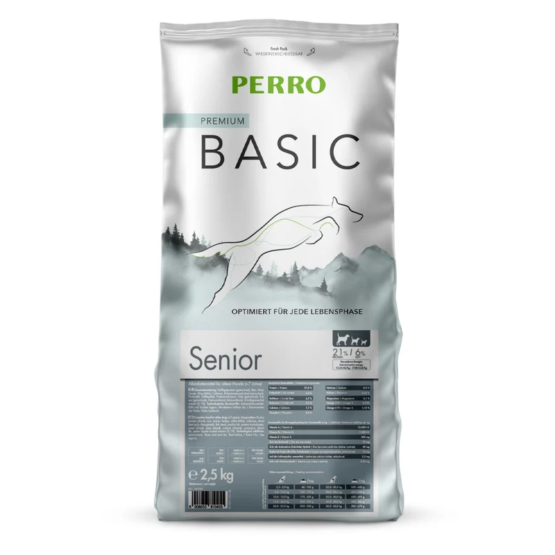 Perro Basic Senior Trockenfutter für ältere Hunde – Leicht verdaulich mit 21% Protein für Vitalität & Gelenkgesundheit ab 7 Jahren