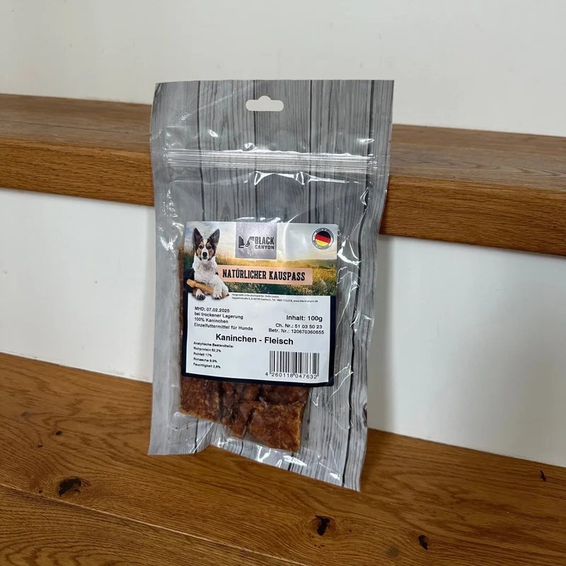 Black Canyon Kaninchenfleisch Kausnack – 100% Naturbelohnung für sensible Hunde, schonend getrocknet, proteinreich & leicht verdaulich