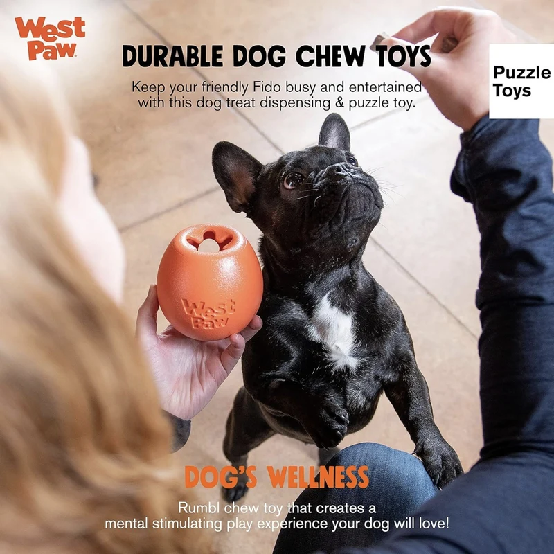 West Paw Zogoflex Echo Rumbl – Interaktives Hundespielzeug für aktive Hunde, robust & snackfüllbar für stundenlangen Spielspaß