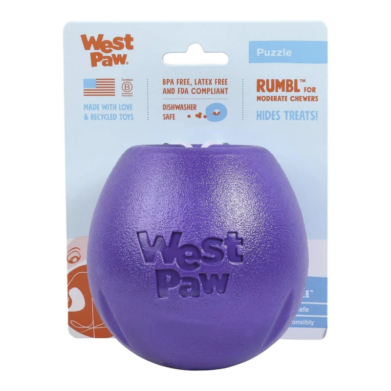 West Paw Zogoflex Echo Rumbl – Interaktives Hundespielzeug für aktive Hunde, robust & snackfüllbar für stundenlangen Spielspaß