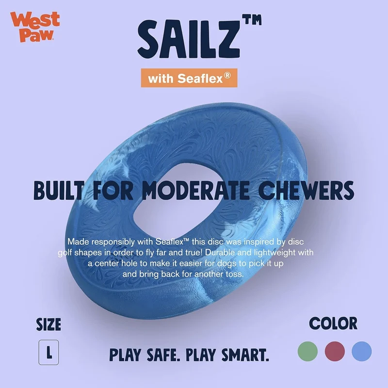 West Paw Seaflex Sailz – Schwimmfähiges Frisbee-Hundespielzeug für Apportierspiele
