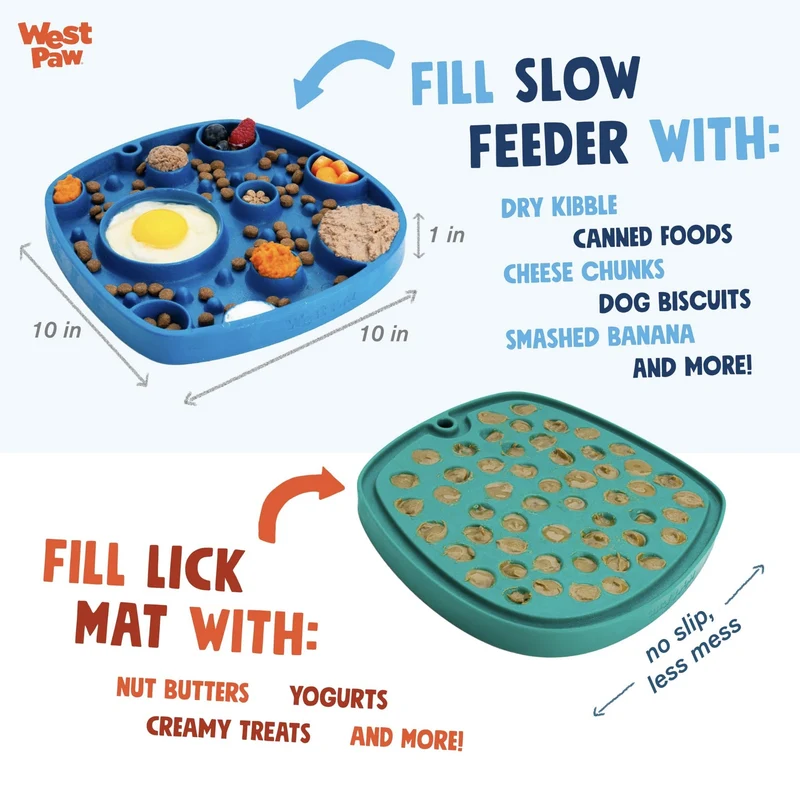 West Paw Seaflex Feast Mat – Schleckmatte für entspanntes Füttern & Beruhigung bei Stress, Angst & Langeweile