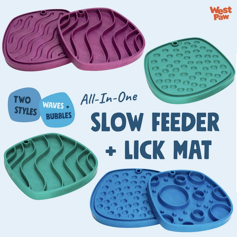 West Paw Seaflex Feast Mat – Schleckmatte für entspanntes Füttern & Beruhigung bei Stress, Angst & Langeweile